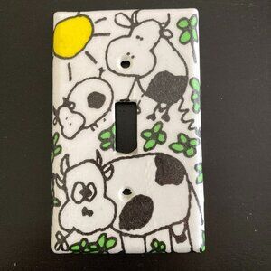 Handmade Decoupaged Cute Cow Switch Plates NEW